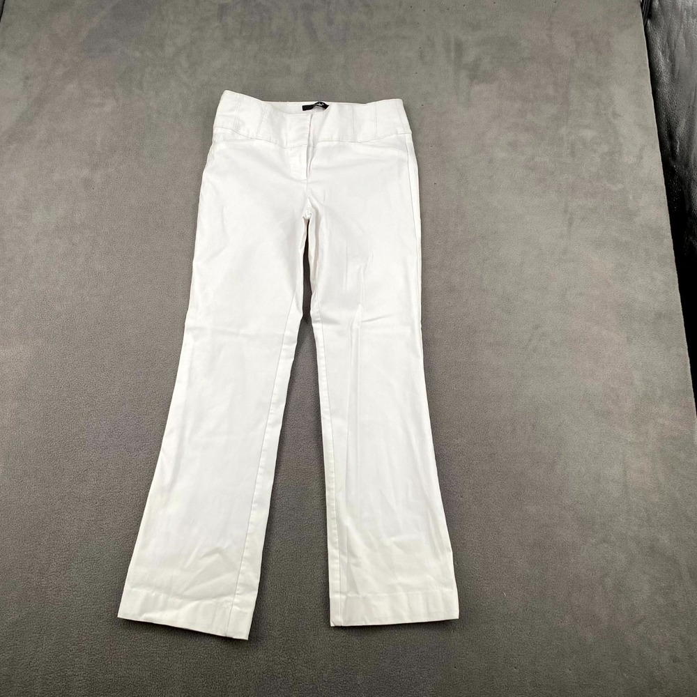 Papaya Pants Women Medium White Stretch Rayon Blend Casual Mid Rise Straight Leg